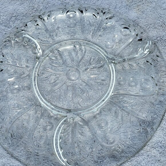 VTG FEDERAL GLASS DIVIDED SERVING PLATTER "FEATHER DOT" 2875 11.5" GUC SEE PICS - Picture 5 of 6
